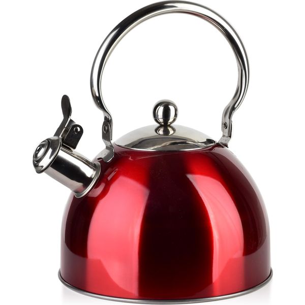 Mondex | Bollitore - Bollitore Per Tè - 2,5 L - Colore Rosso Argento - Bollitore - Per Tutti I Tipi Di Fornelli-image