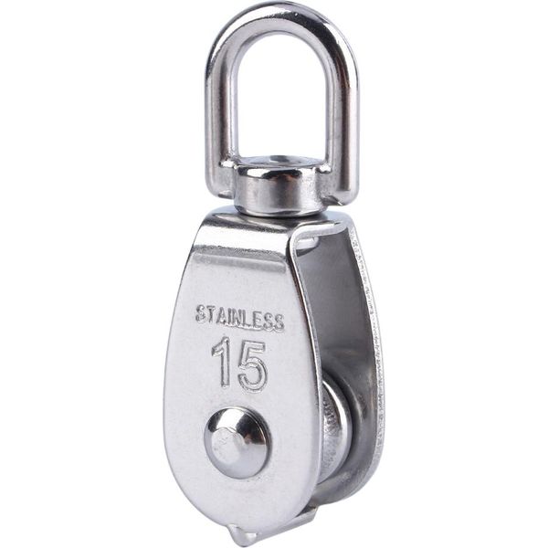 304 Acciaio Inox Singola Ruota Girevole Blocco Puleggia Di Sollevamento Corda M15-image