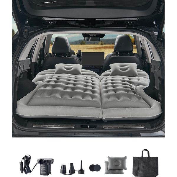 Vevor Materasso Gonfiabile Per Auto, Materasso Gonfiabile Da Campeggio, Letto Da Viaggio Imbottito E Ispessito, Materassino Portatile Per La Maggior Parte Dei Suv, Monovolume E Berline, Grigio-image