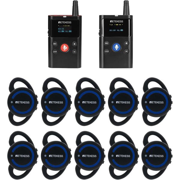 Retekess TT126R Sistema Di Guida Turistica Wireless A 2 Vie, Sistema Di Comunicazione Full Duplex Da 280 M, Sistema Di Interpretazione Audio, Per Conferenze-image