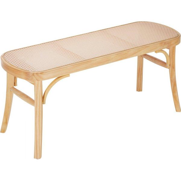 Panca In Rattan In Legno 110Cm - Panca Da Ingresso Per Soggiorno E Camera Da Letto - Portata Corridoio 113Kg-image