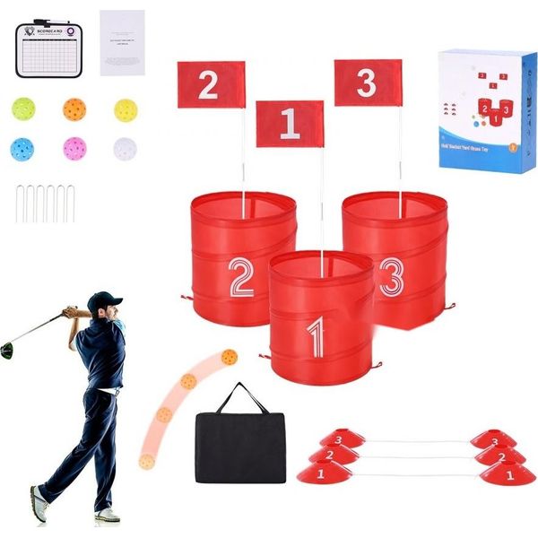 Set Da Golf Portatile - Gioco Da Golf A 3 Buche In Un Secchiello - Ideale Per L'uso All'aperto - Attrezzatura Sportiva Per L'esterno-image