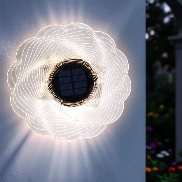 2.06 Applique Solare Rotonda - Circa Ø 18,5 Cm X 4 Cm - 12 Led Bianco Caldo-image