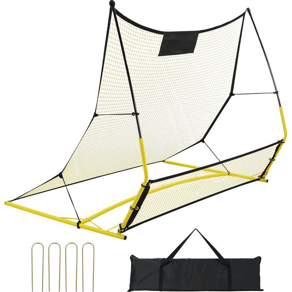 Succebuy Allenatore Di Calcio Portatile 2-IN-1, Rete Rebounder Da 72 X 51 Pollici, Attrezzatura Per L'allenamento Del Calcio In Ferro Con Borsa Portatile, Ideale Per L'allenamento Di Squadra E Individuale-image