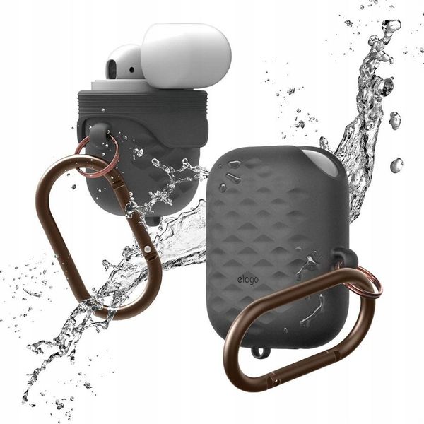 Elago Custodia Impermeabile Hang Active Per Airpods 1 E 2, Grigio Scuro-image