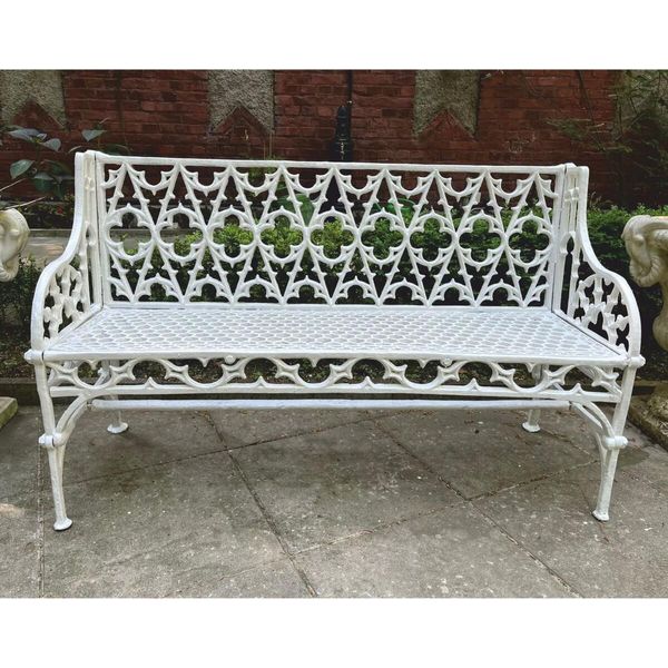 Casa Padrino Panca Da Giardino Liberty Bianca 137 Cm - Mobili Da Giardino Barocchi E Liberty-image