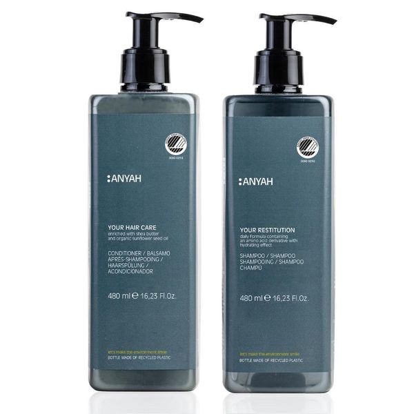 Anyah Shampoo E Balsamo Set 2 × 480 Ml - Delicato, Vegano, Cura Dei Capelli, Balsamo-image