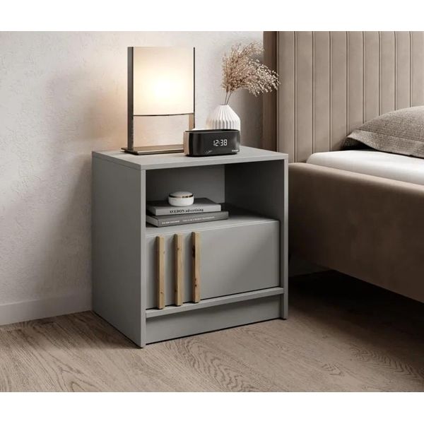 Comodino Marfa - Grigio / Rovere Artigianale-image