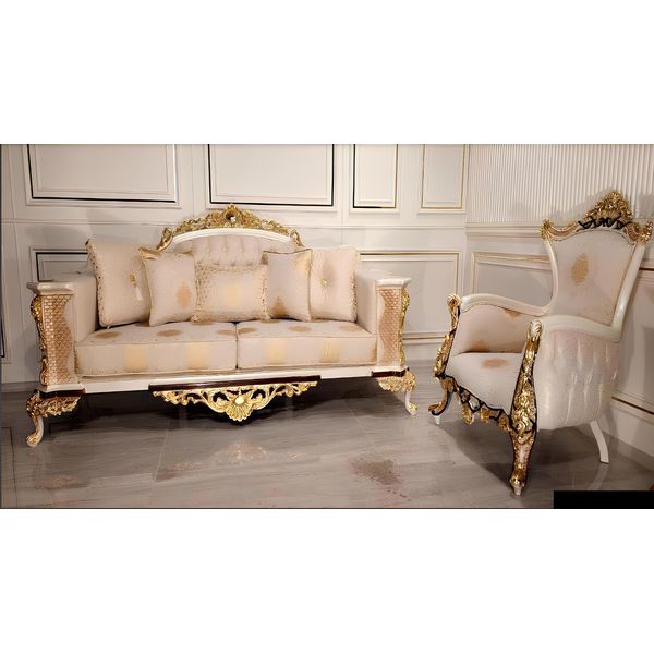 Set Di Divani A 3+1 Posti Set Divano Poltrona Divani Relax Tappezzeria Design Barocco-image