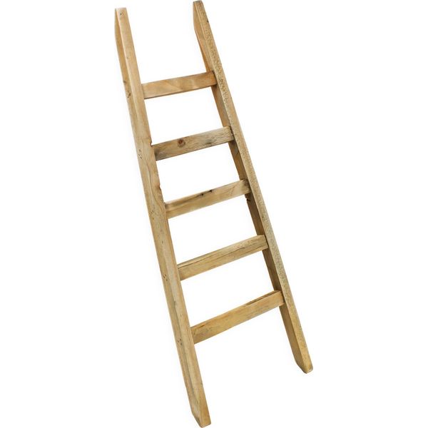 2.03 Scala Decorativa In Legno Affusolata Con 5 Pioli - Circa 80 Cm - Elemento Decorativo Su Cui Appoggiarsi-image