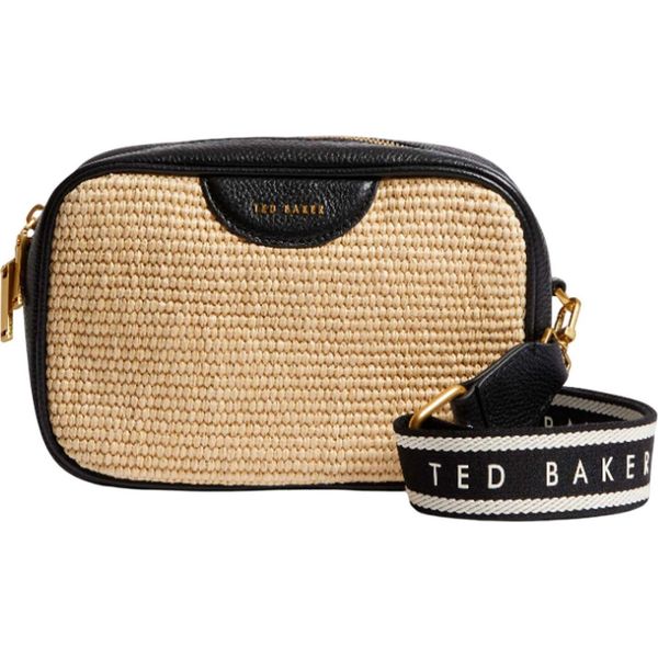 Ted Baker Borsa A Tracolla Bardas Webbing Faux Raffia Camera Crossbody Bag Black Nero-image