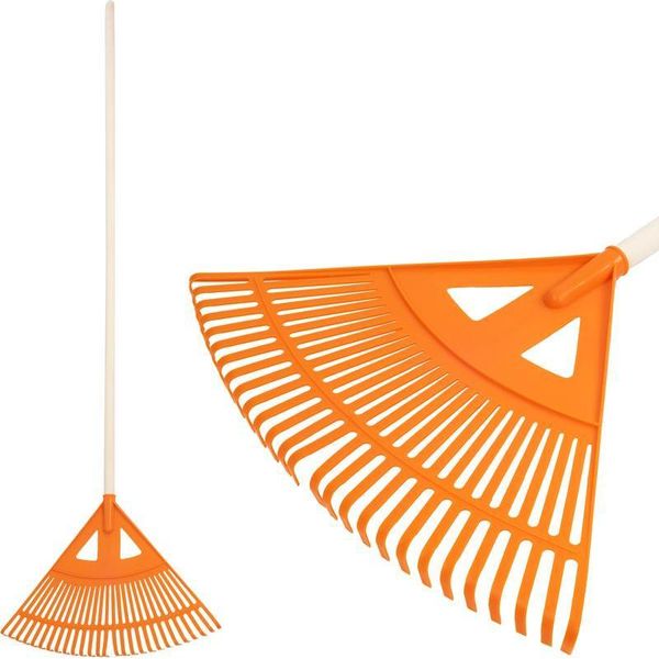 Rastrello Per Foglie Strend Pro R130, 27 Denti, 58 Cm, A Ventaglio, In Plastica, Manico 160 Cm-image