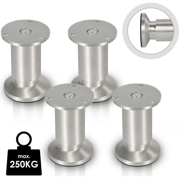 Tolletour Set Di 4 Gambe Per Mobili Set Di Gambe Per Tavoli Gambe Per Divani Gambe Per Letti Gambe Per Divani Gambe Per Armadi Gambe Per Mobili Alluminio 4X120Mm-image