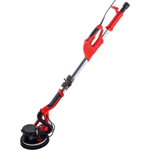 Succebuy Levigatrice Per Cartongesso 750W, Levigatrice Elettrica Pieghevole Per Cartongesso Con Manico Telescopico, Velocità Variabile 800-1750 Giri/Min, Levigatrice Per Muri Con Striscia Luminosa A Led E Sacchetto Per La Polvere, 220V, Rosso-image