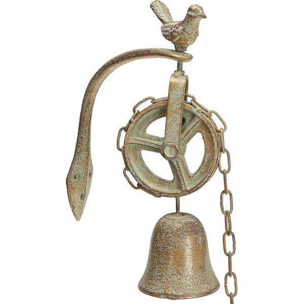 Antica Campana Da Parete In Metallo Decorazione Vintage Appesa Patina-image