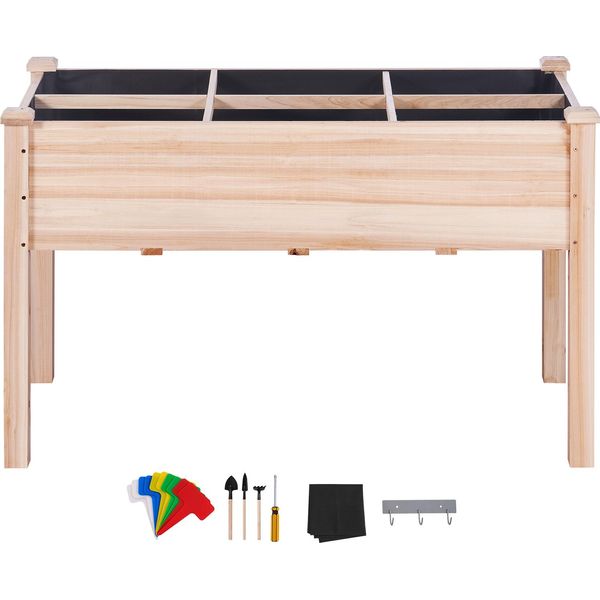 Succebuy Letto Rialzato Da, 120 X 57 X 76 Cm, Fioriera In Legno, Fioriera Rialzata Per Esterni Con Gambe Per Fiori, Ortaggi, Erbe Aromatiche In Cortile, Giardino, Sul Terrazzo, Balcone, Burlywood-image