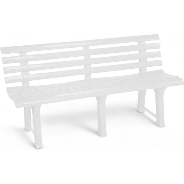 3.12 Panchina Da Giardino In Plastica Orchidea - Circa 145 X 49 X 74 Cm - Colore: Bianco-image