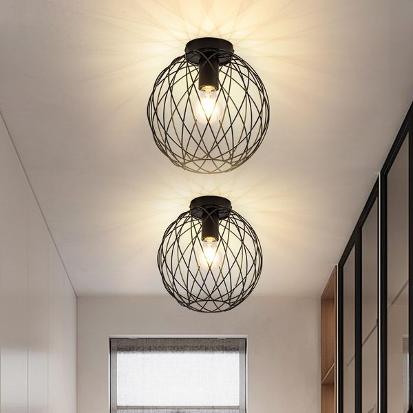 Zmh Faretto Da Soffitto Nero Lampada Da Corridoio Lampada Da Soggiorno Retrò 1 Fiamma Plafoniera Piccola Plafoniera Industriale Con Presa E27 Max.40W Lampada Da Cucina Metallo Per Soggiorno Sala Da Pranzo Camera Da Letto Cucina Ø 25Cm-image