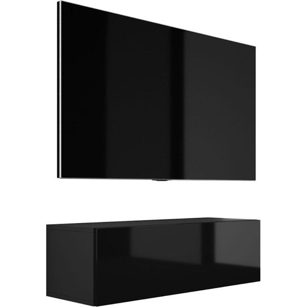 Cabinet Tv : Nero Opaco / Nero Lucido, 100 X 34 X 32 Cm-image