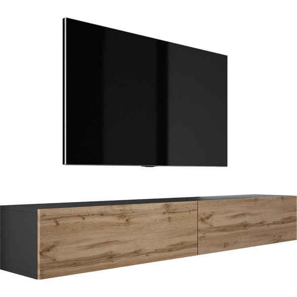 TV-SCHRANK : Nero Opaco / Rovere Wotan, (2 X 100 Cm) X 34 X 32 Cm-image