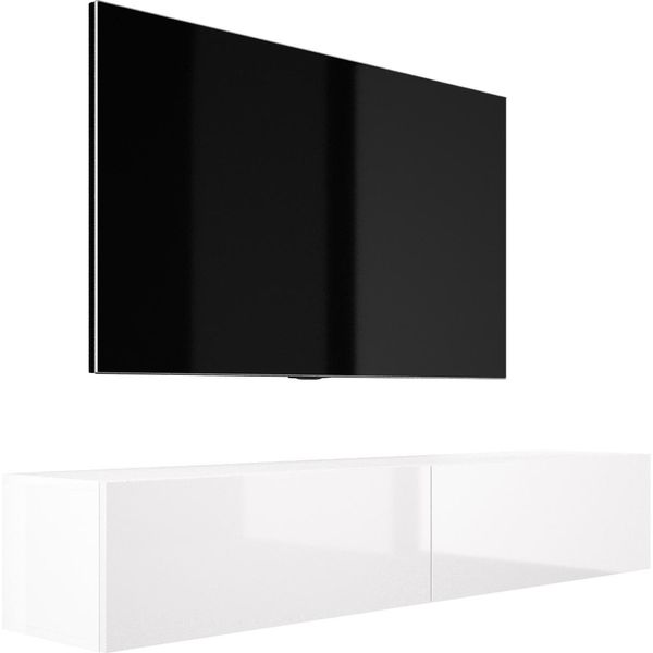 Cabinet Tv : Bianco Opaco/Bianco Lucido, 170 X 34 X 32 Cm-image