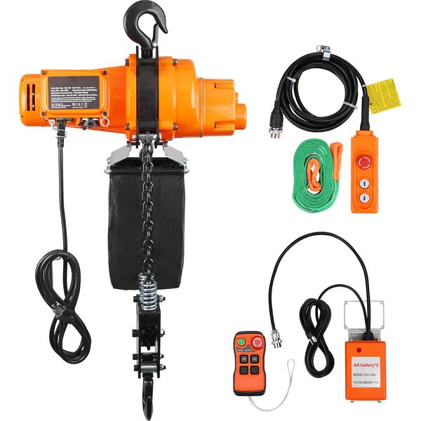 Paranco Elettrico A Catena Succebuy, Capacità Di Sollevamento 2200 Lbs, Altezza Di Sollevamento 20 Ft, Velocità 6,9 Ft/Min, 230 V, Gru A Ponte Monofase Con Catena-image