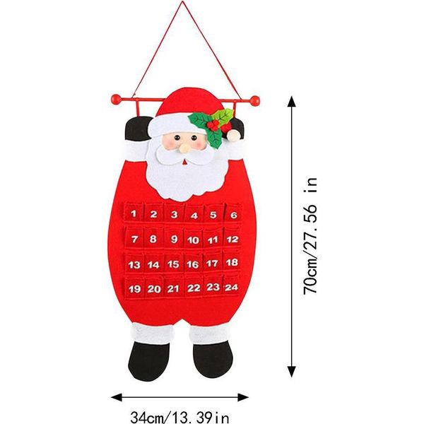 Calendario Dell'avvento Di Natale In Feltro Appeso Alla Parete Babbo Natale 24 Giorni Conto Alla Rovescia Per L'arredamento Della Casa-image