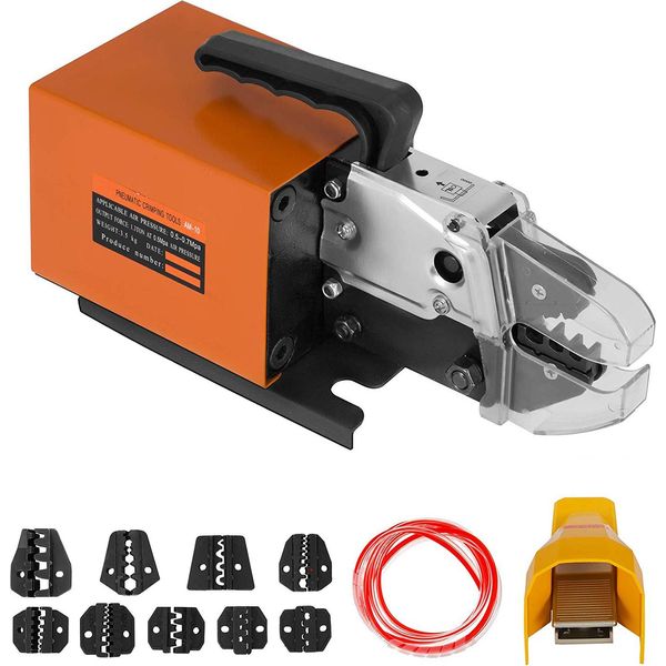 Succebuy AM-10 Crimpatrice Pneumatica, Pinza Pneumatica Per Capicorda Fino A 16 Mm², Crimpatrice Con 10 Matrici Per Diversi Terminali-image