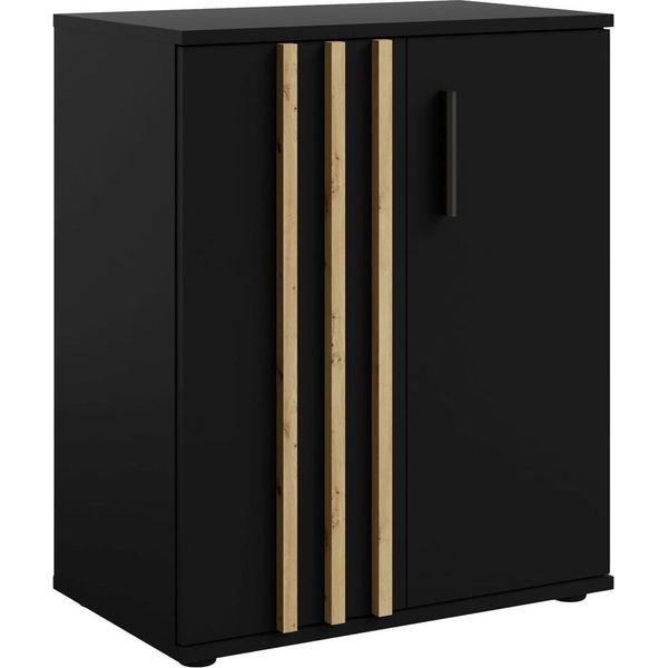 Cassettiera Con Ante Vanadilo 1 - Rovere Artigianale / Nero-image