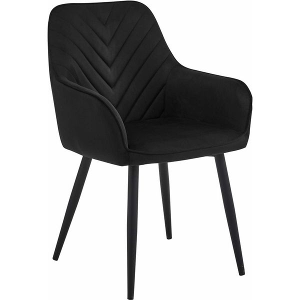 Sedia Valora Nana In Velluto Nero Con Gambe Nere X1 | Moderna Sedia In Velluto Nero Con Gambe Opache-image