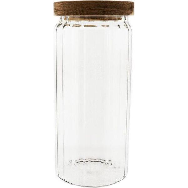 Barattoli Di Stoccaggio 20 X 9 Cm In Vetro Borosilicato Di Alta Qualità Con Coperchio In Legno-image