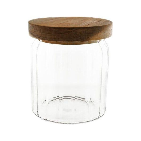 Barattoli Di Stoccaggio 11 X 9 Cm In Vetro Borosilicato Di Alta Qualità Con Coperchio In Legno-image