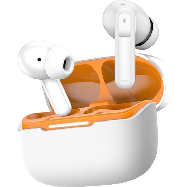 Inf Auricolari Bluetooth Bianco-Arancio: Anc+Enc, 6 Microfoni, Audio Spaziale Bianco+Arancio-image