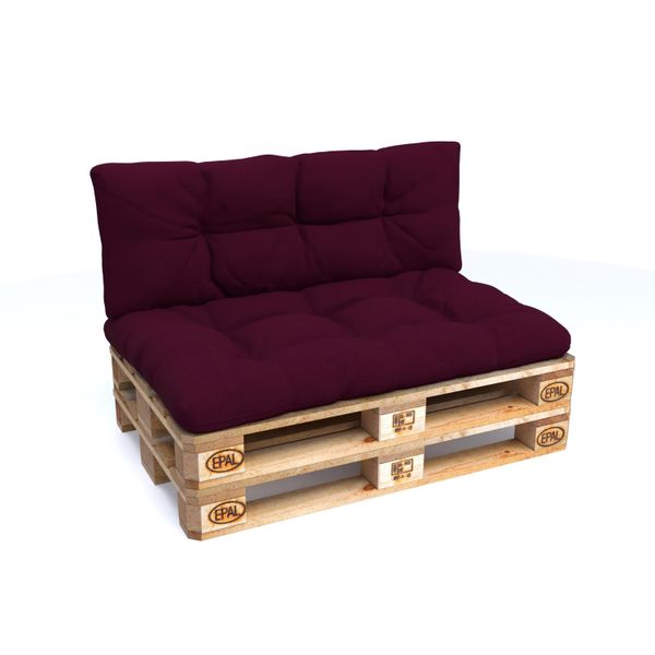 Pokar Cuscino Per Pallet Con Bella Trapuntatura Cuscino Per Divano In Pallet, Dimensioni: Set Cuscino Di Seduta 120X80 + Cuscino Di Schienale 120X40, Colore: Viola-image