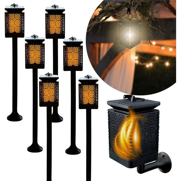 Blixtar 6X Solar 3In1 Lampada Led Da Giardino, Lanterna, Torcia A Effetto Fiamma-image