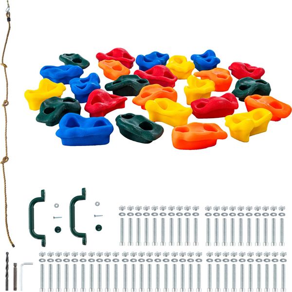 Succebuy 25 Set Di Prese Da Arrampicata, Prese Da Parete Di Diverse Dimensioni E Colori Per Bambini E Adulti, Prese Da Parete Per Arrampicata, Corda Annodata E Materiale Di Fissaggio-image