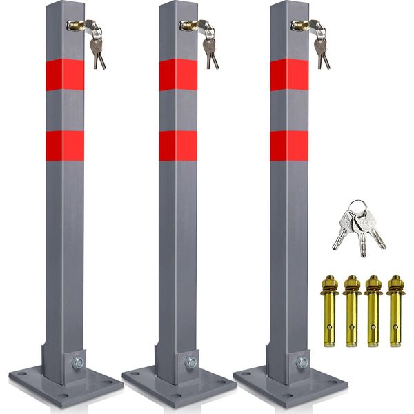 Aopunly Barriera Post 3X Barriera Parcheggio Pieghevole 66Cm Bloccabile Acciaio Inox-image