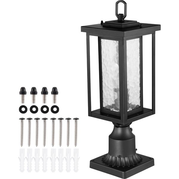 Succebuy Confezione Da 2 Luci Per Palo Da Esterno Dal Tramonto All'alba, Luci Per Lampione Impermeabili Con Base Per Palo Da 3,5 Pollici, Paralume In Vetro, Luce Per Palo Da Esterno Protetta Da Fulmini Per Patio-image