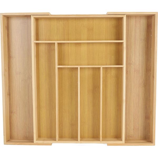 Organizzatore Di Argenteria Da Cucina Espandibile Per Cassetti Utensili Vassoio Portaposate Bambusoideae 8 Slot-image