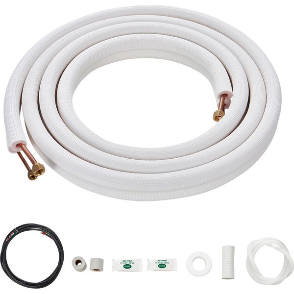 Succebuy Set Di Linee Mini-Split Da 4876,8 Mm, Tubo Di Rame Da 6,4 E 9,5 Mm Con Isolamento A Tre Strati, Per Impianti Di Climatizzazione E Pompe Di Calore, Incl. Cavo Di Collegamento Da 18 Piedi E Accessori-image
