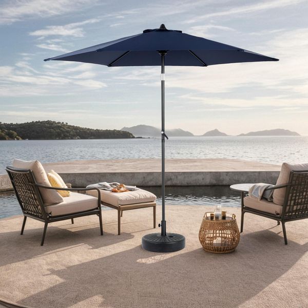 Lvhom Ombrellone Ø 264 Cm, Protezione Solare Upf 50+, Ombrellone A Sbalzo, Ombrellone Da Mercato, Blu-image