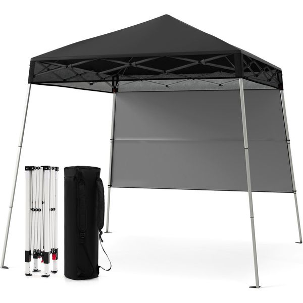 Costway Gazebo 2X2M, Gazebo Pieghevole Pop Up Regolabile In Altezza Con Parete Laterale E Borsa, Gazebo Da Giardino Per Feste Impermeabile Protezione Solare Nero-image