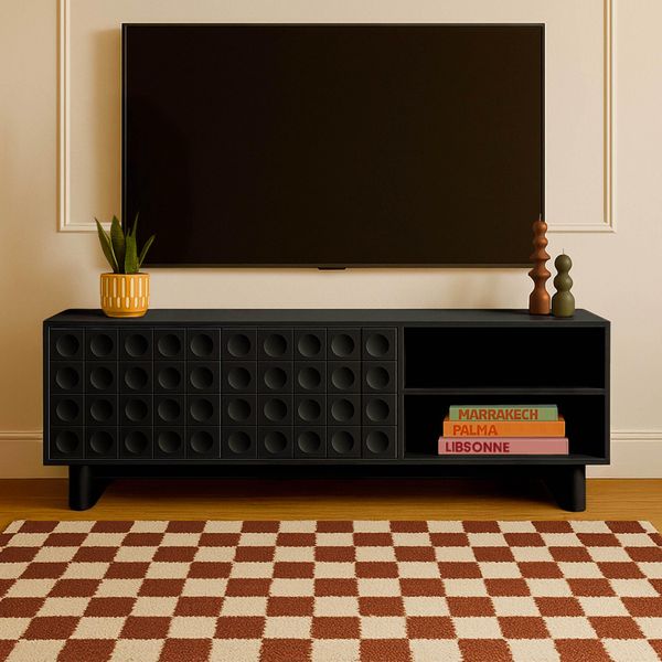 Mobile Tv Rettangolare Con 2 Ante, L160 Cm, Nero - Oviala Octave-image