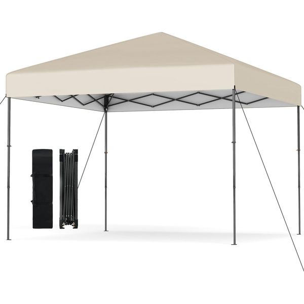 Gazebo Costway 3X3M, Gazebo Pop Up Pieghevole Regolabile In Altezza Con Borsa Per Il Trasporto, 8 Picchetti E 4 Corde Per Il Vento, Gazebo Da Giardino UV50+, Gazebo Pieghevole Per Feste Bianco-image