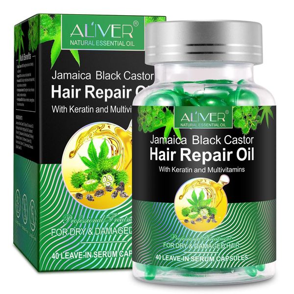 Capsule Di Olio Di Ricino Giamaicano Per Capelli Aliver - 40 Pezzi-image