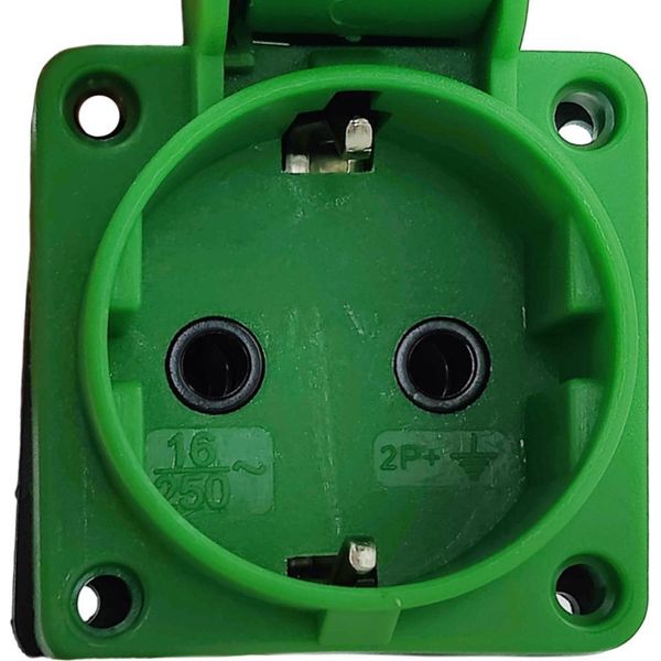 Presa Di Corrente Incorporata 230V 16A IP54 Presa Di Corrente A Parete Verde Sistema Schuko Tpe 0589-image