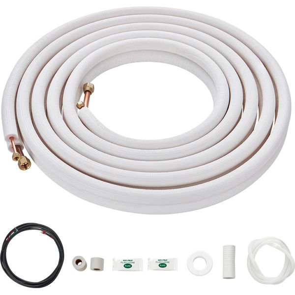 Succebuy Set Di Linee Mini Split Da 25 Piedi, Tubo Di Rame Con Diametro Esterno Di 6,4 E 12,7 Mm E Isolamento A Tre Strati, Per Condizionamento/Pompa Di Calore E Hvac, Incluso Cavo Di Collegamento Da 27 Piedi-image