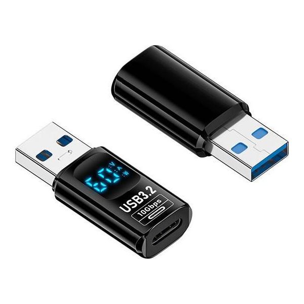 Inf Adattatore Usb A Maschio A Tipo C Femmina Con Display Digitale - Set Da 2-image