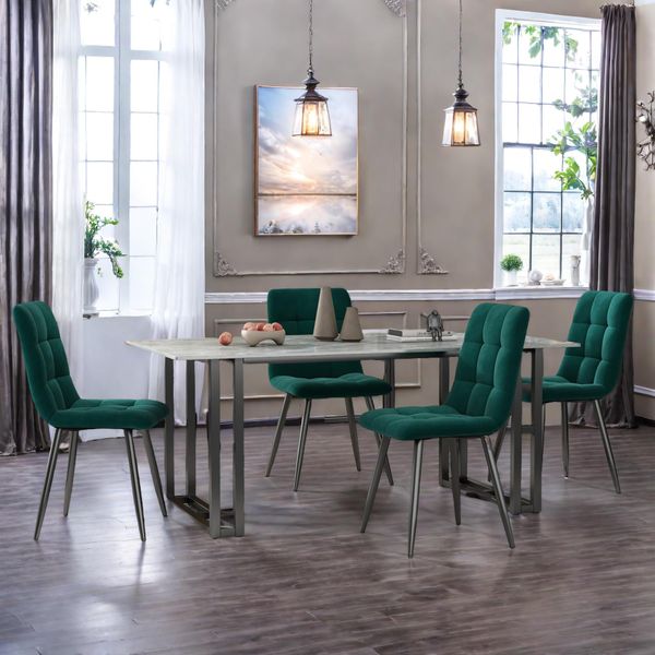 Set Di 4 Sedie Per Sala Da Pranzo Proximax, Sedie Da Cucina In Tessuto Tecnico, Sedie Imbottite, Sedie Da Soggiorno Con Piedini In Metallo Nero, Per Sala Da Pranzo, Sala D'attesa E Soggiorno, Grigio-image