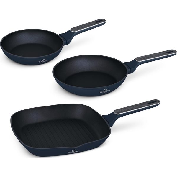 Berlinger Haus Set Di 3 Padelle Antiaderenti In Alluminio Forgiato, Adatte Ai Fornelli A Induzione, Manico Ergonomico, , Serie Deep Sea Collection-image